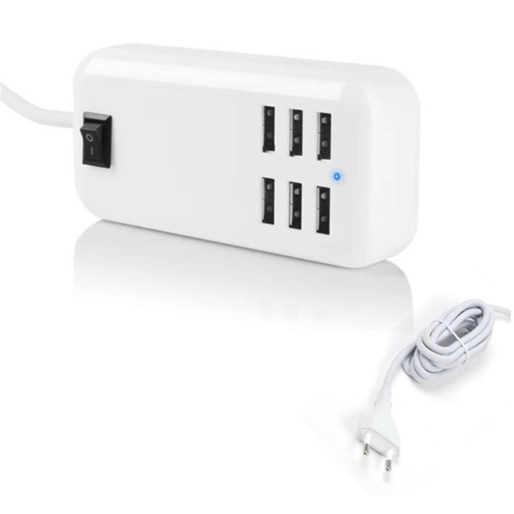 Multiport USB Hub Adapter 30W Charging Block Desktop Charging Hub 6 USB Ports Charger Adapter With LED Work Indicator For Smart Phones Tablet Laptop