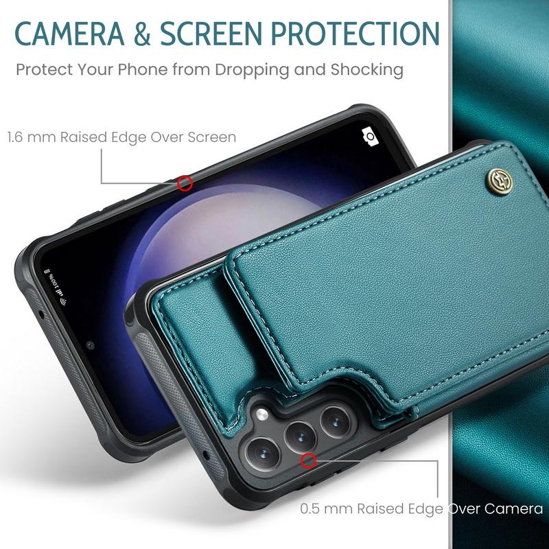 Для iPhone 15 Pro Max 14 Pro 13 12 11 Samsung S24 FE S23 Ultra S22 A54 Z Fold5 Flip5 противоударный кожаный держатель для карточек чехол для телефона чехол