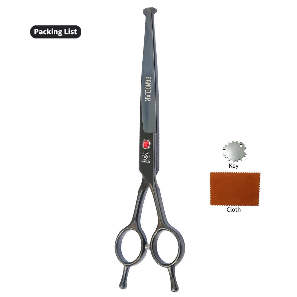 SANGELAR 7-дюймовые ножницы для домашних животных, профессиональные инструменты для ухода за домашними собаками, круглая головка, безопасное использование изогнутых ножниц, ножницы для резки домашних животных