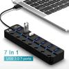 Independent Switch USB 3.0 Hub 7 In 1 USB High-speed Extender for Laptop/Computers/Keyboard/U Disk