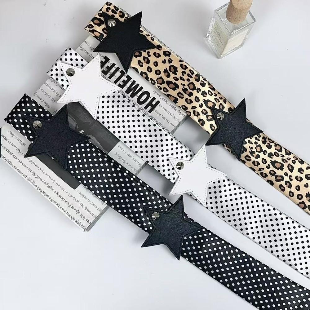 Star Leopard Print Scarf Elegant Long Vintage Scarf Classic Polka Dot Waist Belt Woman