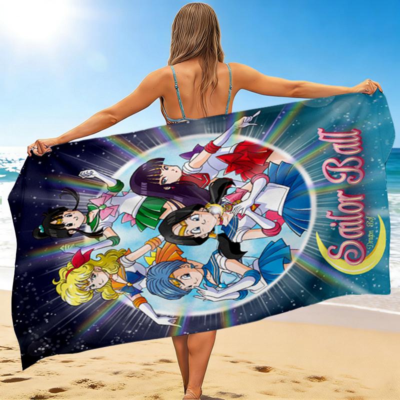 1Pc Sailor Moon Adventure Beach Towel Quick Dry Multiuse For Beach Pool Gym Yoga Home Travel Christmas Halloween Xmas Gift L1327