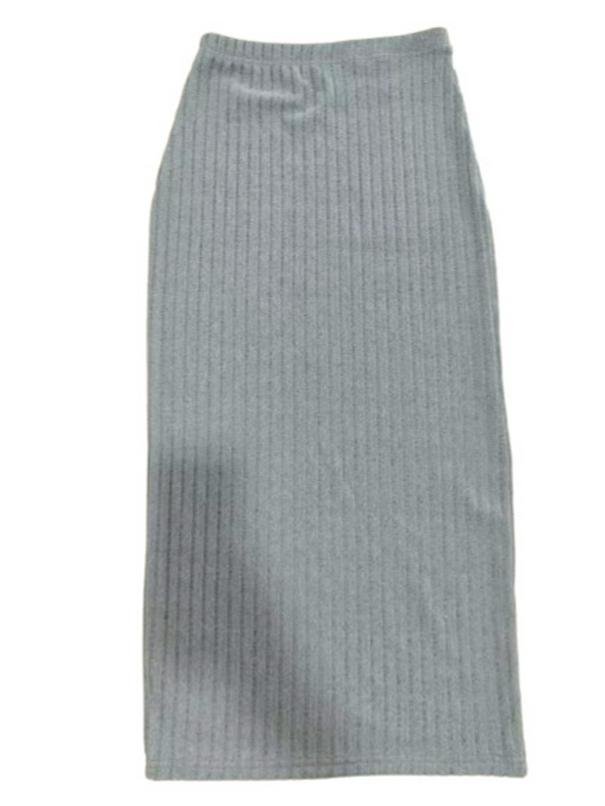 Женская midi-юбка с эластичной талией, высокая талия - Однотонная, Стройнящая, Свободный крой, Облегающий бедра дизайн, Спортивная и длинная для Осени/Зимы