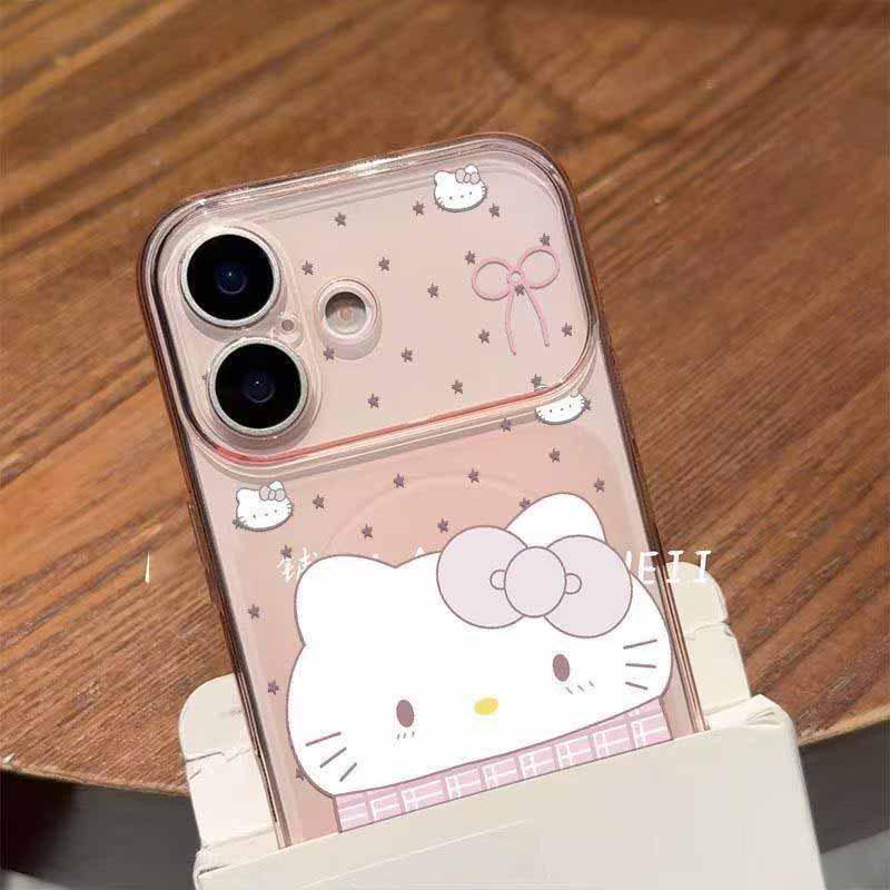 Звездный чехол Hello Kitty для iPhone 17 Pro Max/16 Pro/15/14/13 - Магнитный, Матовый, Мягкий