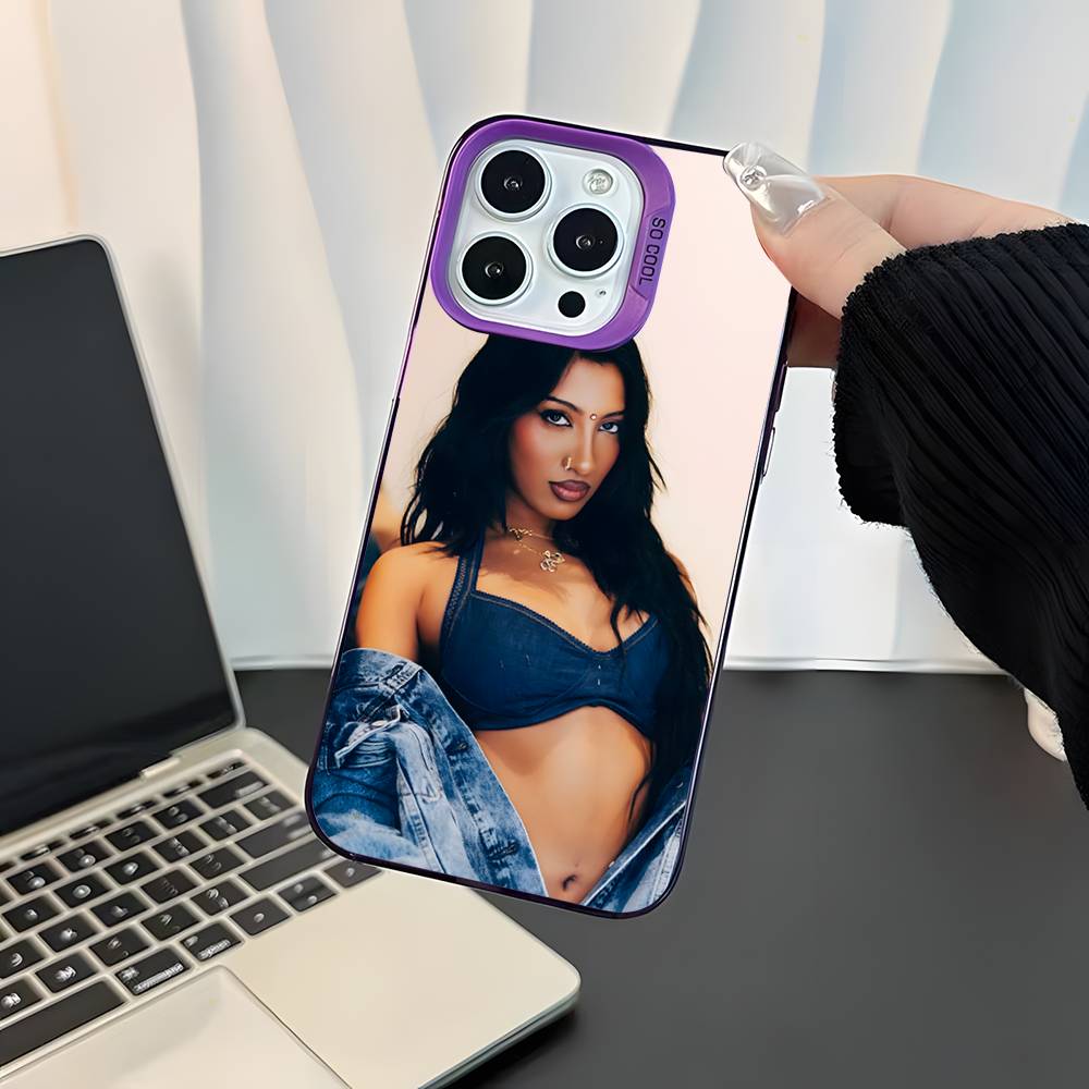 Певец L-Lara Raj Для iPhone 17,16,15,14,13,12,11,Mini,Pro,E,SE4,XS,MAX Фиолетовый Ударопрочный Конфетный Матовый Чехол
