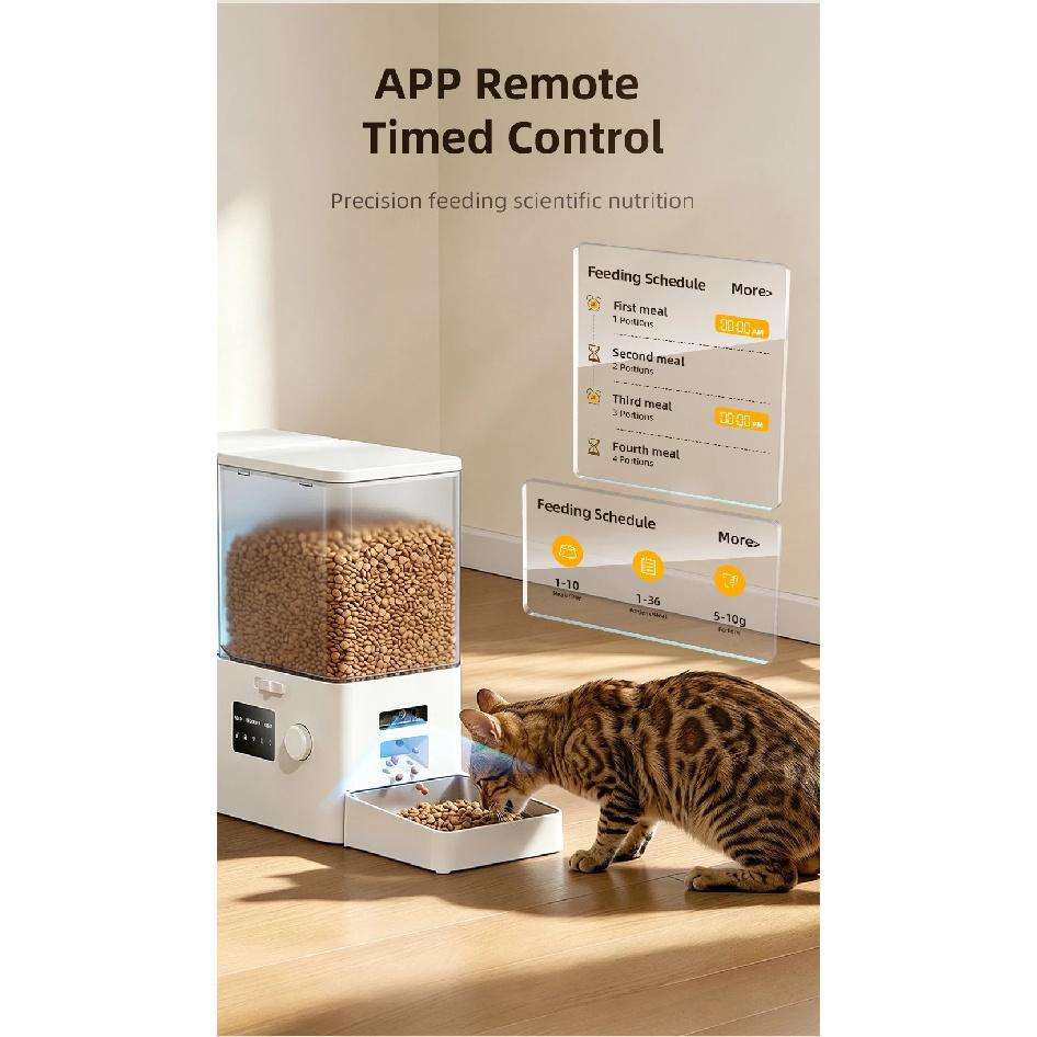 ROJECO 8.5L With Camera Automatic Pet Feeder Water Fountain Button Dog Food Dispenser Water Refill 2 in 1 Drinking Feeding