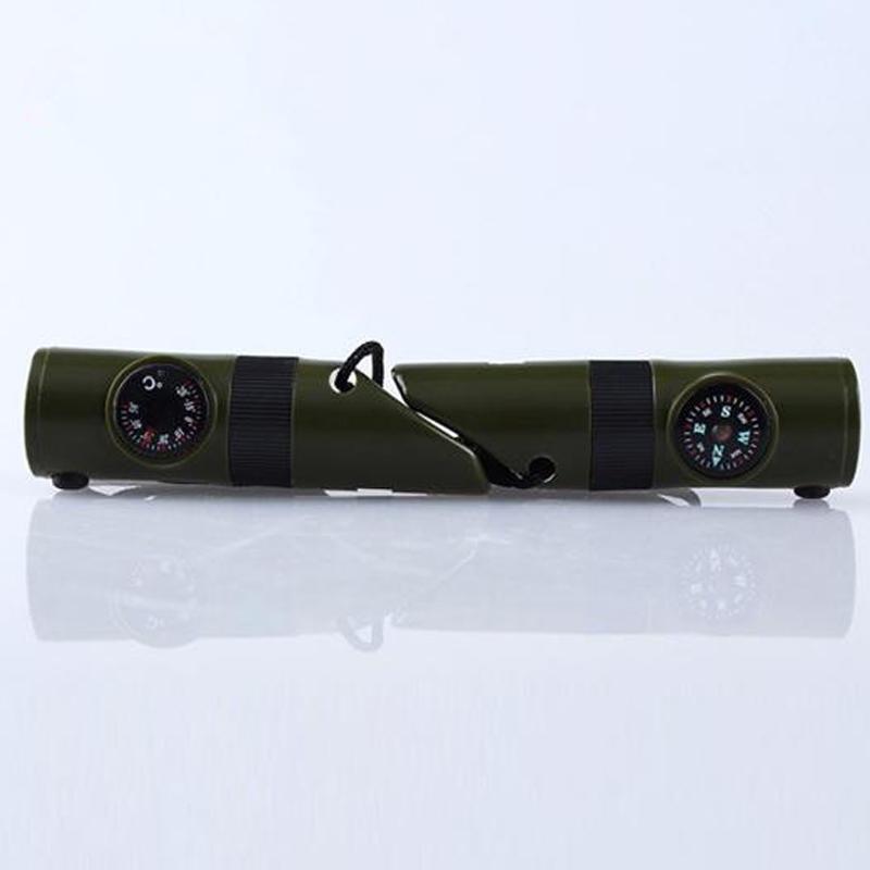 Multifunctional Whistle Led Flashlight Compass Magnifier Thermometer Portable 7-In-1