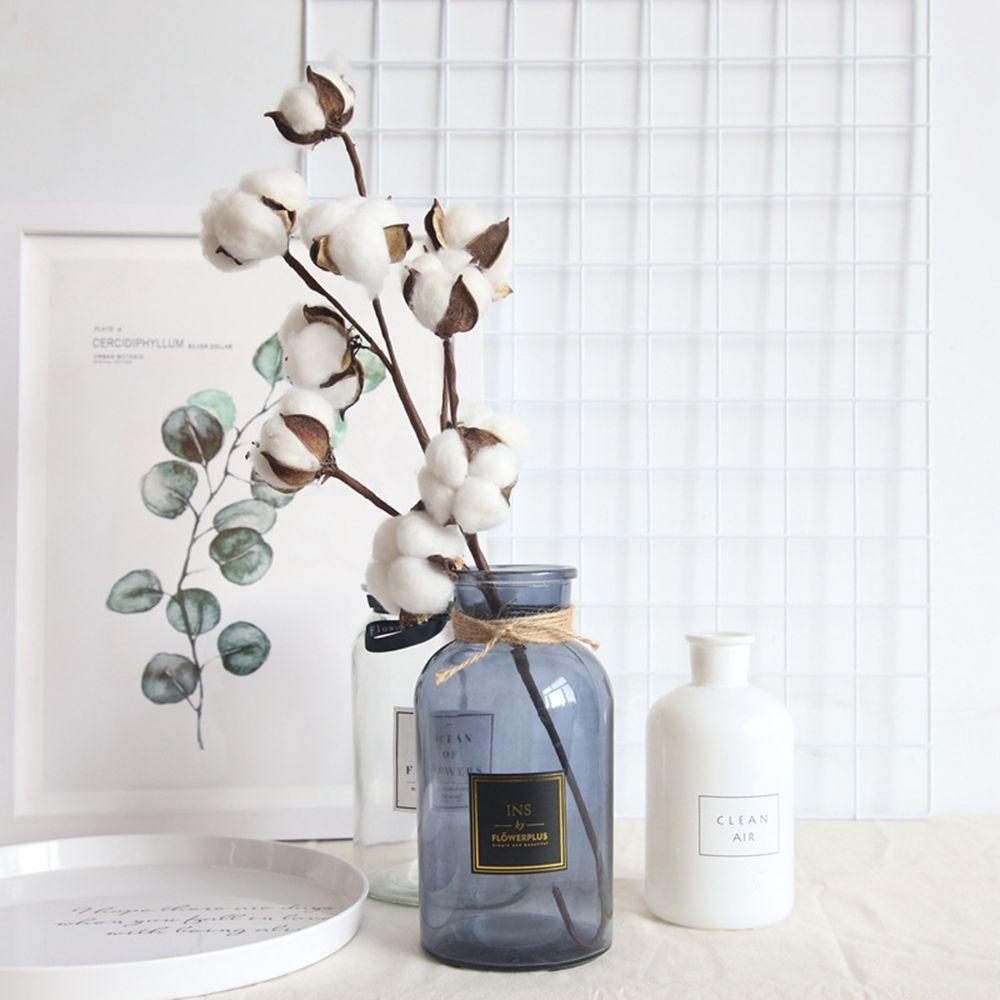 Home Decor Wedding Decoration Cotton Stem Floral Branch Dried Cotton Flower Artificial Plants