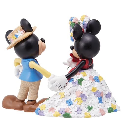 Enesco Disney Showcase Botanical Mickey and Minnie Mouse Holding Hands Figurine, 6.69 Inch, Multicolor