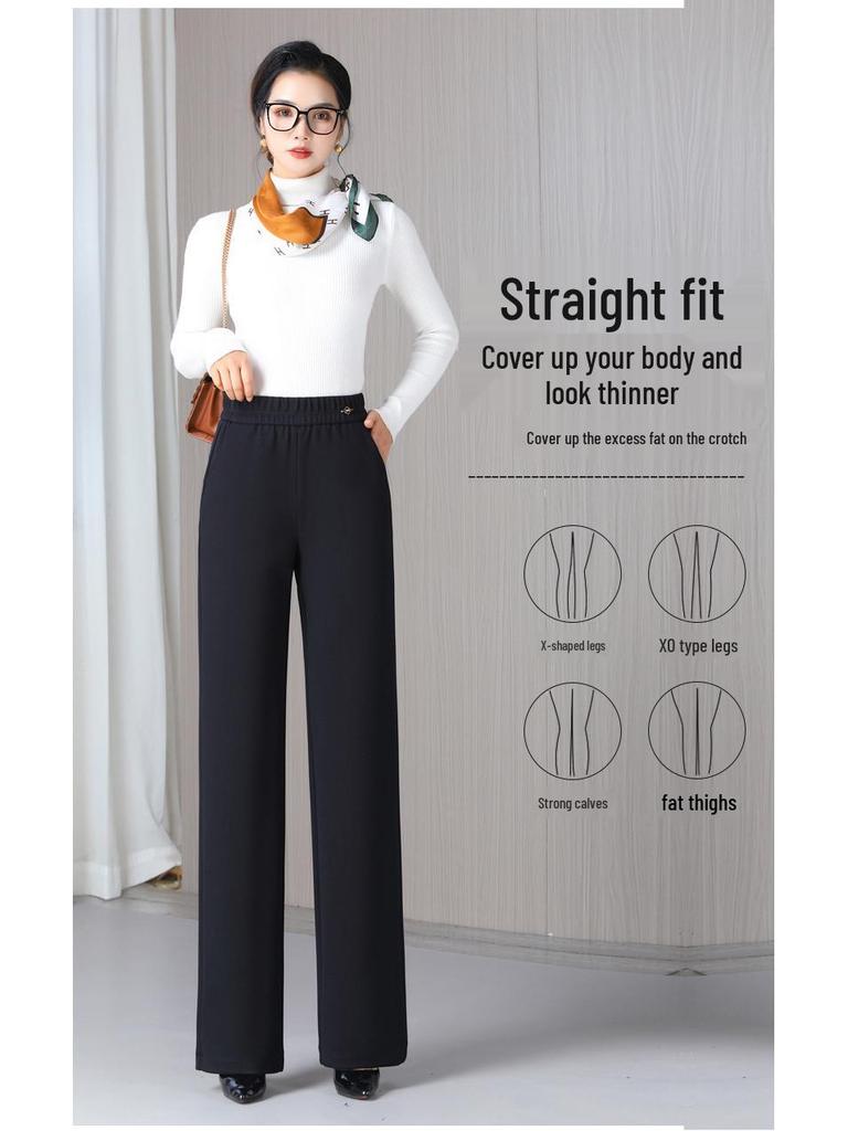 Elastic Waist Straight-Leg High Waist Plus Size Women's Slimming Pants for Autumn/Winter 2025.