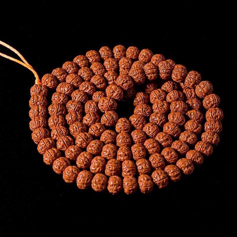 Handcrafted Dragon Scale Bodhi Seed Bracelet with Red Burst Finish