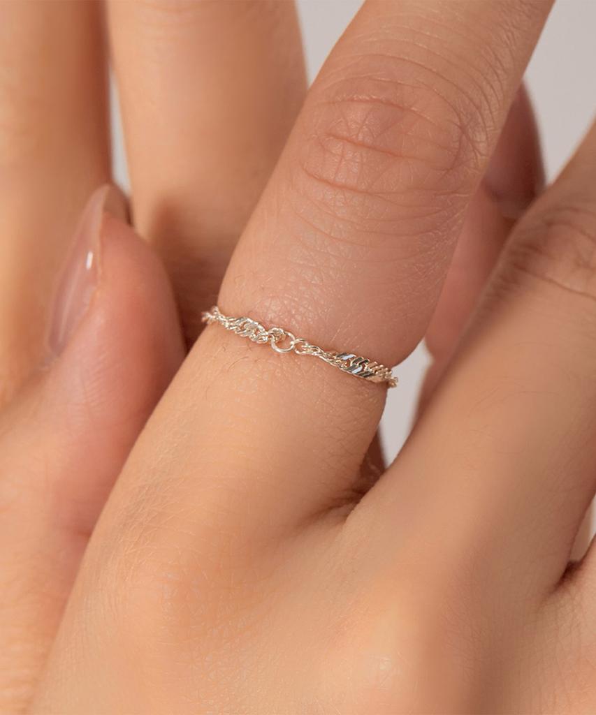 Helene Jewelry Серебряное кольцо с тройной цепочкой из стерлингового серебра 925 пробы (Тип А)