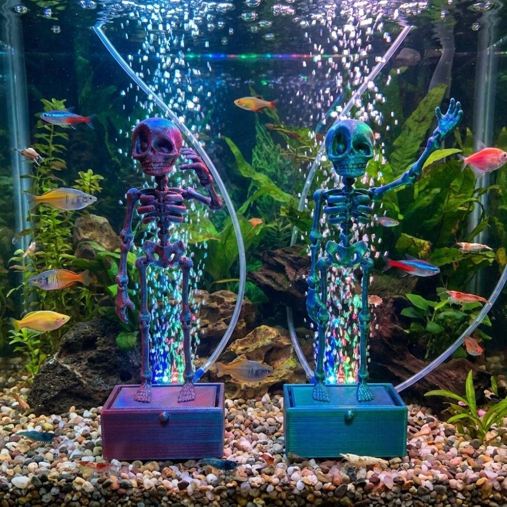 Air Pump Driven Dancing Skeleton Aquarium Bubbler Water Wiggling Skeleton Decor Aquatic Products