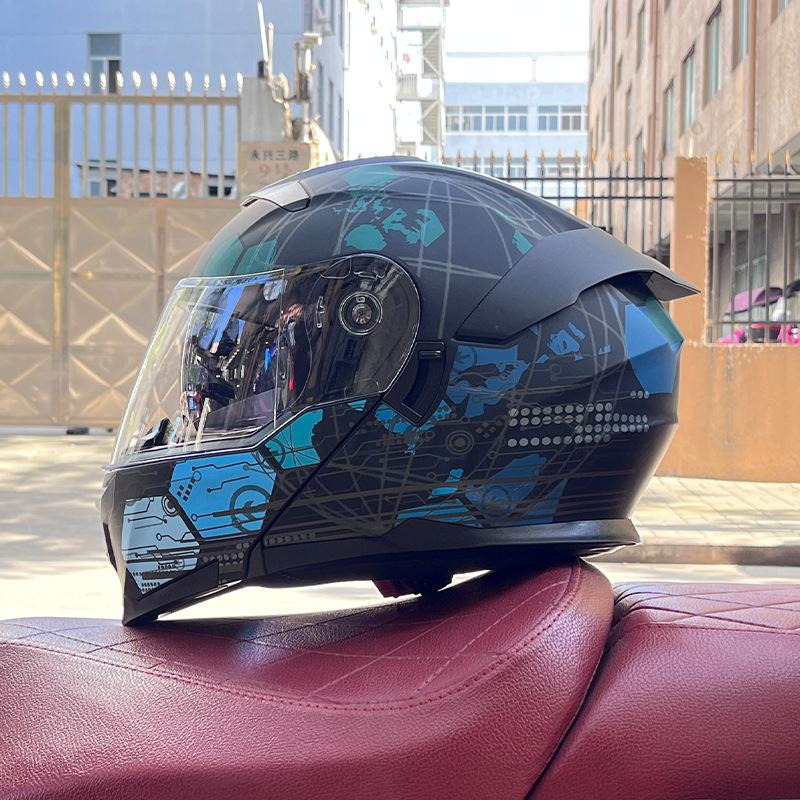 Motorcycle Helmet Uncovered Helmet Men's and Women's Full Helmet Bluetooth Personalized Four Seasons Locomotive Big Tail