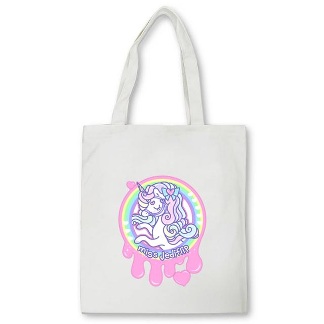 Dabbing Unicorn Panda Anime Shopper Bag Teenage Students Reusable Canvas Bag Handbag Bag Women's Shoulder Tote Bag Bolsas