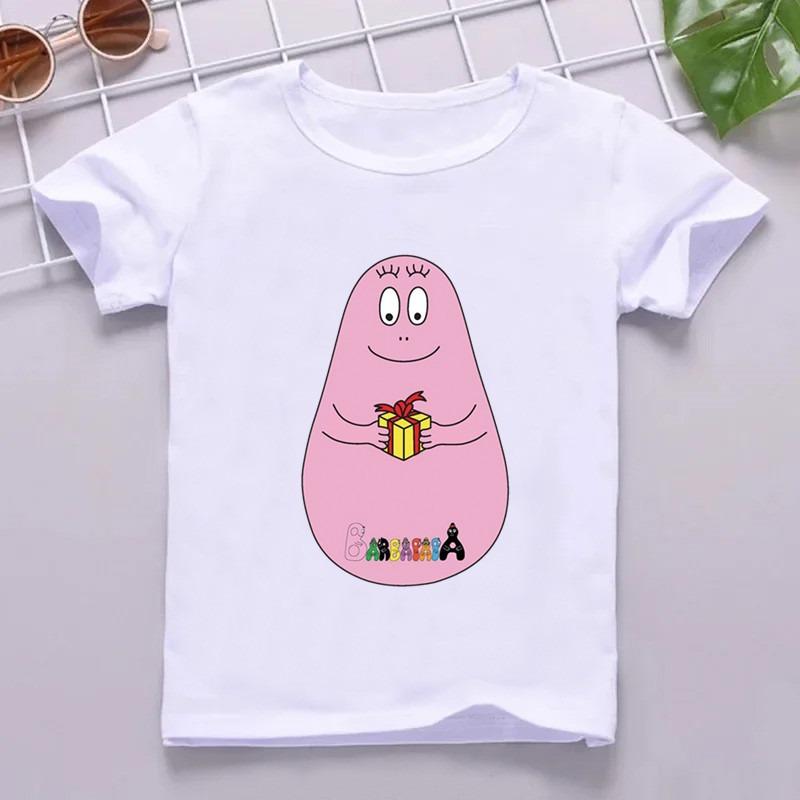 Hot Sale Cute Barbapapa Print Cartoon Kids T shirt Funny Girls Summer Tops Baby Boys Clothes Children Short Sleeve T-shirt