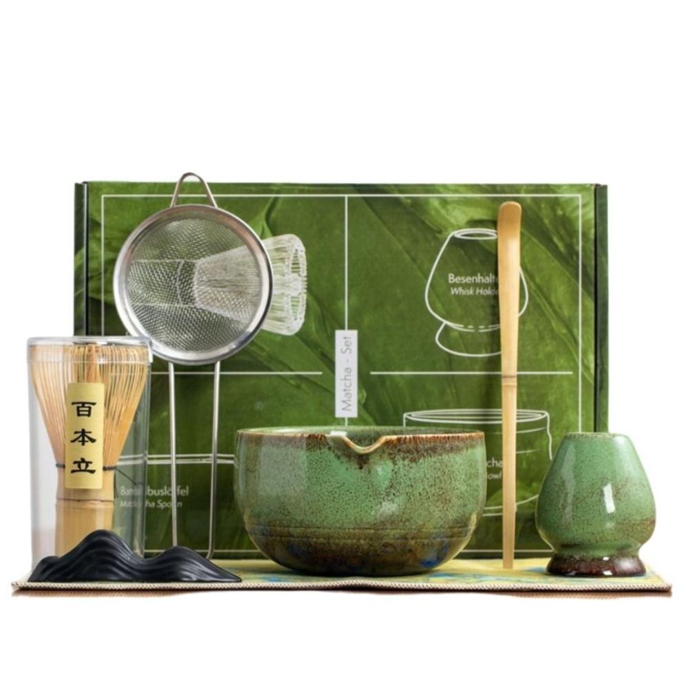 Набор для чая матча из 7 предметов, бамбуковая керамика, многоразовый японский часен, японский венчик для матча, инструменты для приготовления чая