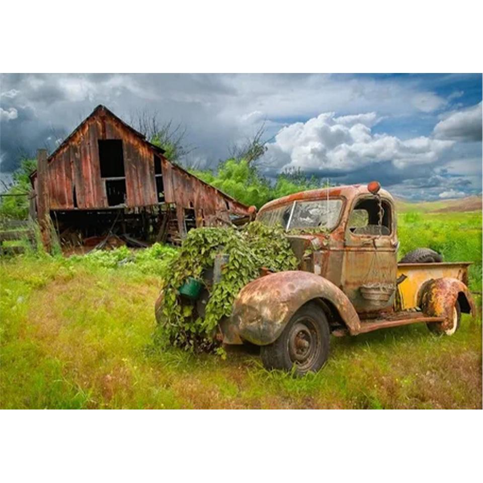 5DDIY Diamond Painting Set Rural Style View Car Full Round Square Cross Embroidery Home Wall Decoration Art Crafts