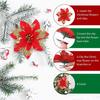 12/24 шт., рождественские искусственные цветы, блестящие листья, красные, золотые, серебряные, многослойные, рождественская елка, венок, украшение, искусственный цветок, реквизит для фотосессии для вечеринки