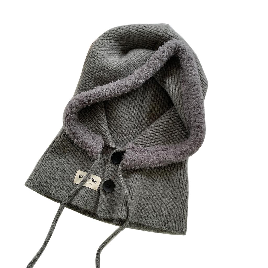 Мягкая Теплая Балаклава Шапка Вязаный Капюшон Шарф Шапка для Лыж Пеших Прогулок Универсальная Женская Ветрозащитная Шаль-Шапка с Защитой Шеи