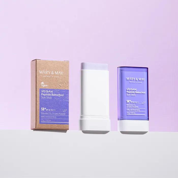 Mary & May Веганский пептид Бакучиол Солнцезащитный стик SPF50+ PA++++ 18г