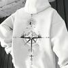 Vintage Compass Print Hoodies for Men High Quality Hooded Long Sleeve Pullover Daily Casual Sports Tops Men's Clothes