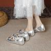 5lm Silver Mary Jane Shoes Women's Spring New Bow Inner Height Increase Single Shoes Soft Leather Small Size 33