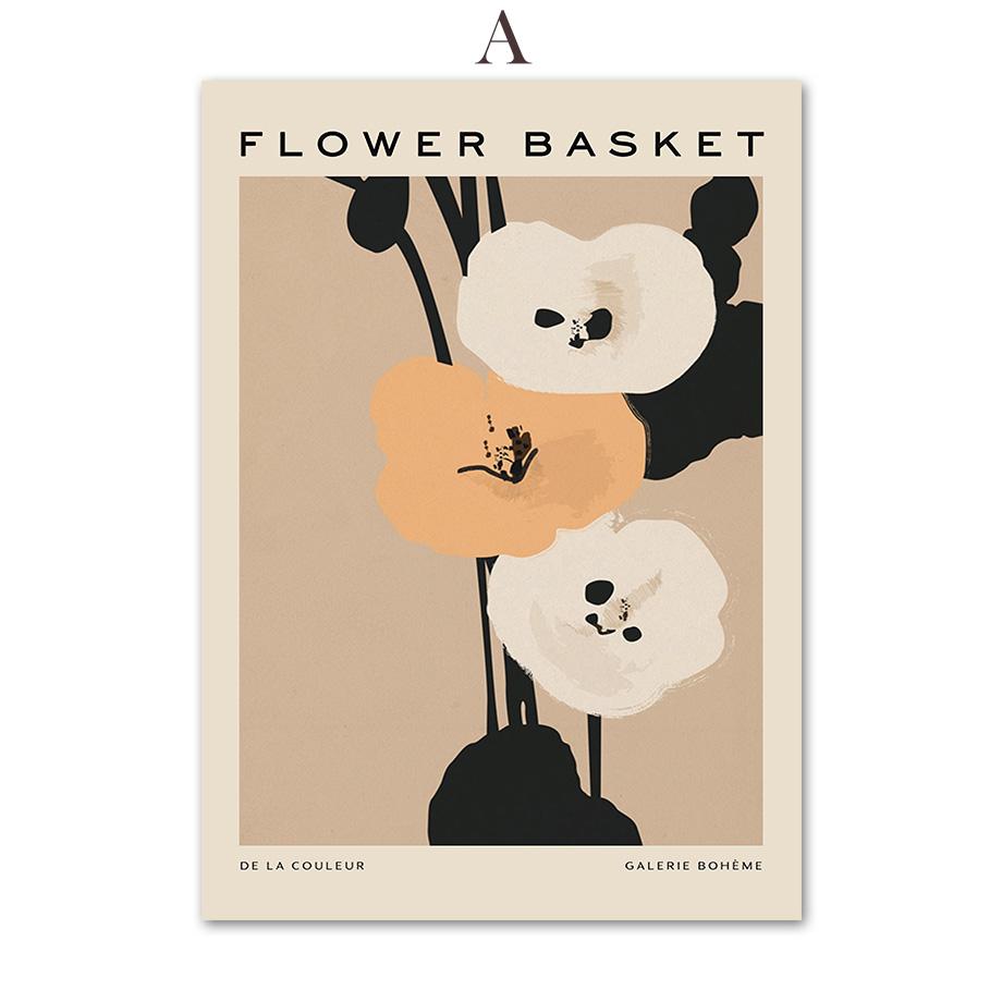 Винтажный цветочный рынок, абстрактная линия, кривая, настенная живопись на холсте, плакаты на скандинавскую тему и принты, настенные панно для декора гостиной