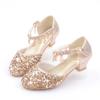 Children's Princess Shoes Spring Autumn Crystal High Heels Girls Performance Shoes