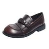 Fashion 2025 Women Round Toe Chunky Heel Retro Style College British Leather Shoes Easy To Wear Flat Footwear Adults Female Loafers
