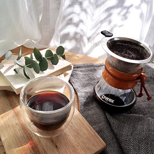 Pyrex CP-8535 Coffee Server, 400ml, Natural, with Stainless Steel Filter
