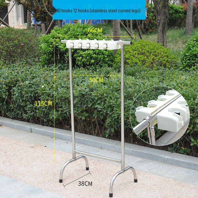 Floor-Standing Stainless Steel Movable Mop and Broom Holder - Punch-Free Bathroom Storage Organizer