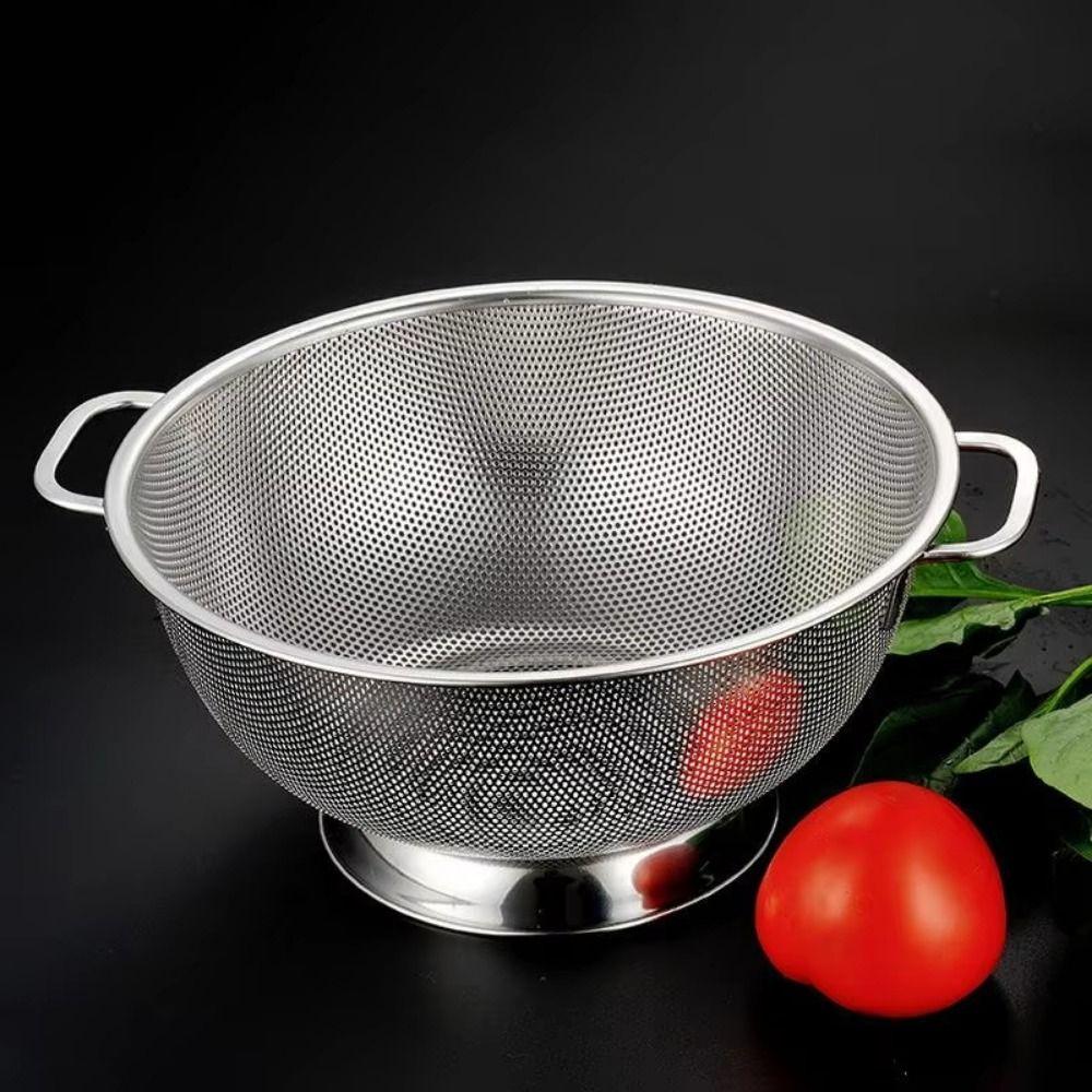 Solid Ring Base Vegetable Washing Basin Fine Mesh Filter Draining Basket Kitchen