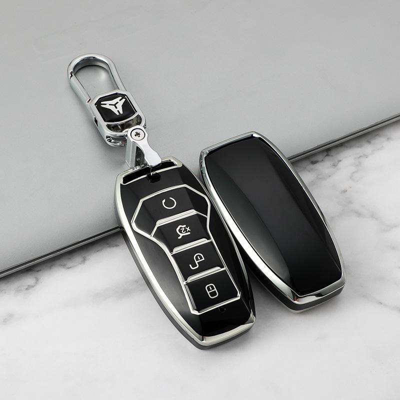 TPU Premium Soft Car Key Case Cover Shell for BYD Song Plus Qin DMI Han EV Yuan Pro Tang ATTO 3 Key Rings Keychain Bag Accessory
