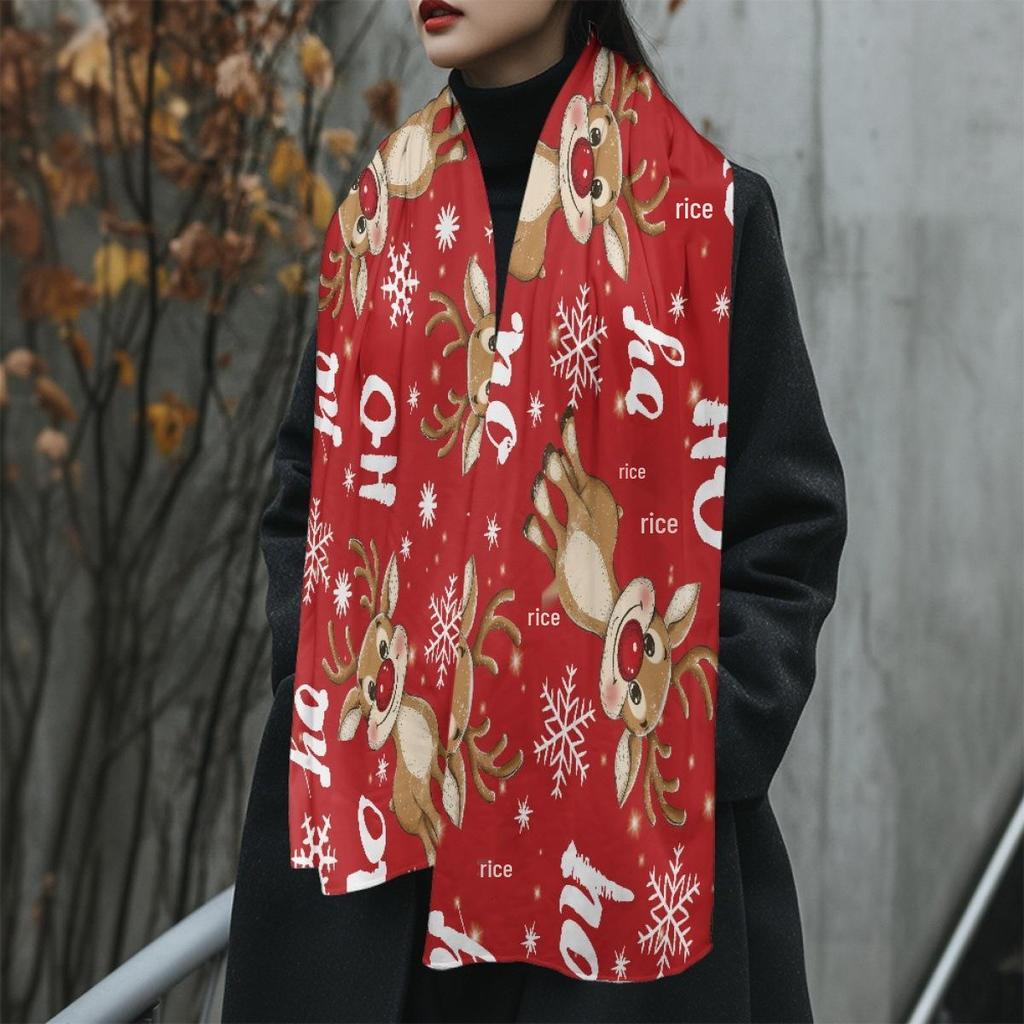 Розовый флисовый шарф с рождественским узором для девочек