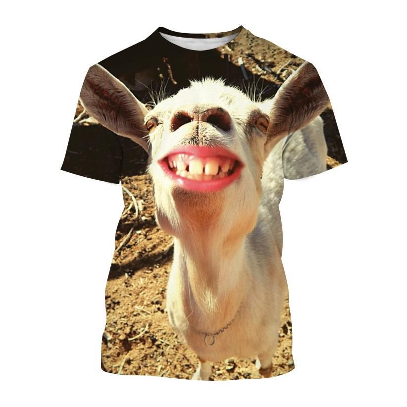 Summer Funny Animal Goat 3D Print T-Shirts Streetwear Men Fashion Harajuku Casual Oversized O-Neck T Shirt Tees Tops