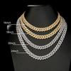14mm Iced Out Prong Cuban Link Chain Silver Plated Brass Hip Hop Diamond Cuban Chains Necklace For Women's Fine Jewelry