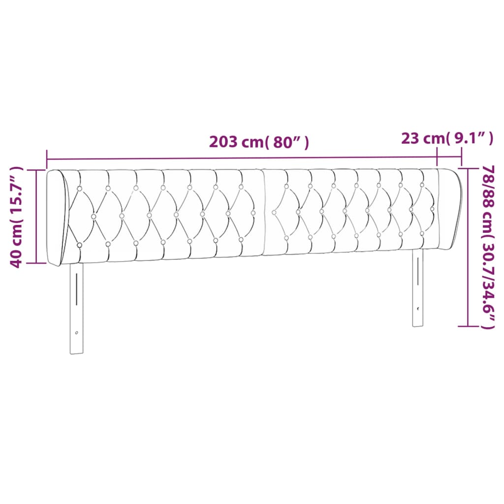 Headboard with Ears Taupe 203 x 23 x 78 88 cm Fabric