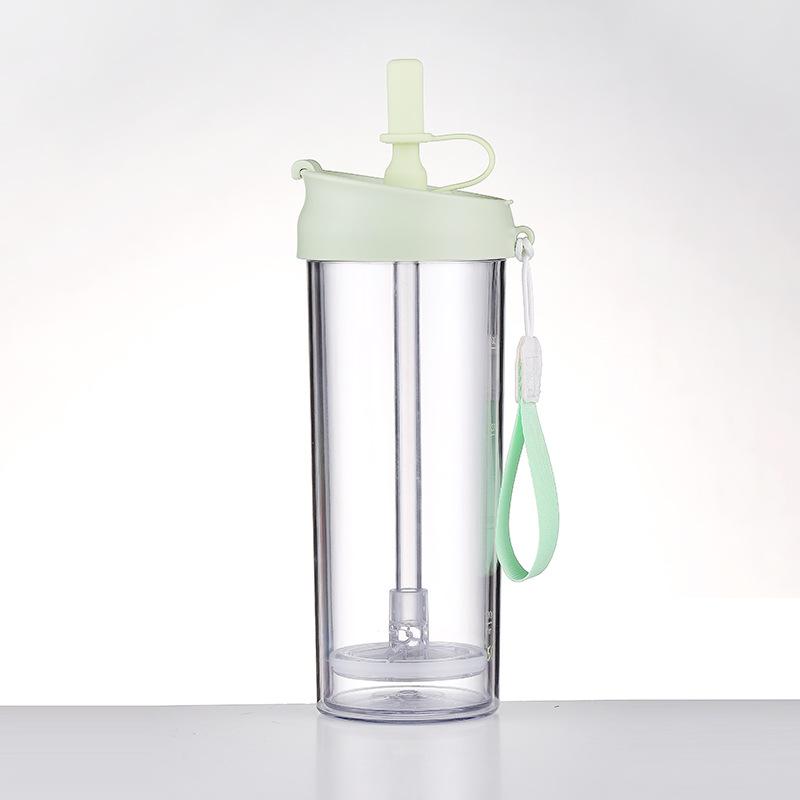 Пластиковая бутылка для воды, портативная, с трубочкой, ситечко для фруктов, чашка для чая, сока, фитнеса, спорта, отдыха на природе, бутылки для путешествий, чайник, прозрачный