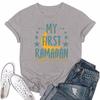 Women's Casual Loose Printed T-shirt Round Neck Pullover Short Sleeved Top