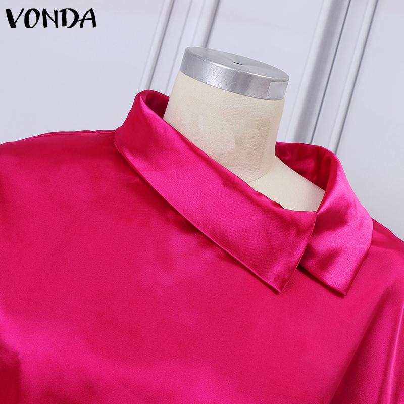 VONDA Женские костюмы с топом и юбкой большого размера с расклешенным воротником и длинными рукавами