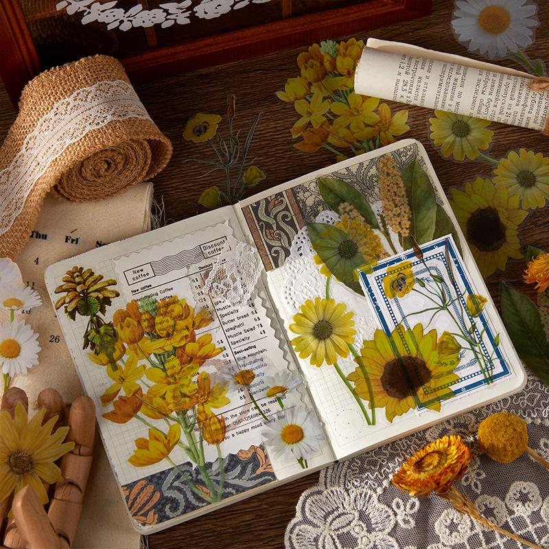10 Sheets Large Size Flower Sticker Pack, Fresh Floral Journal Decor, Diary Album DIY Collage Material