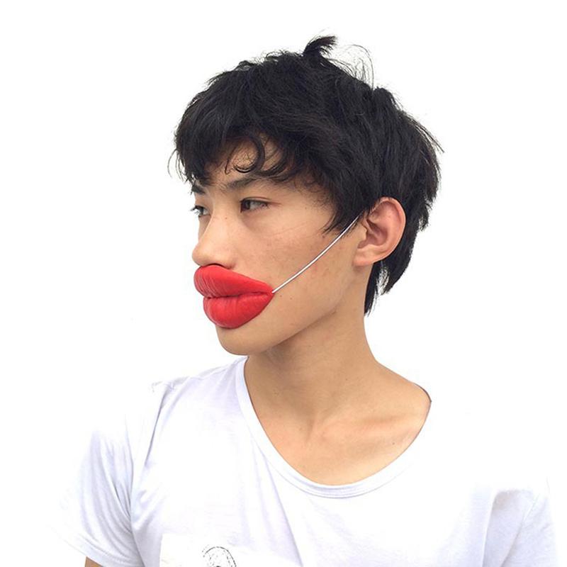Props Jokes Sausage Red Lips Thick Big Mouth Halloween Funny Horror Latex Mask