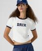 DRIX Женский Кроп-топ с Логотипом и Контрастной Окантовкой, Короткий Рукав_Белый
