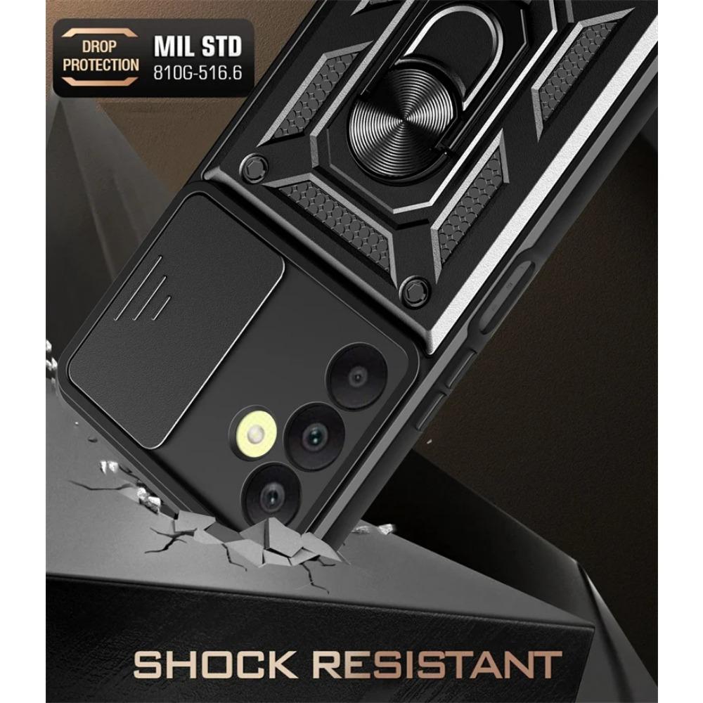 Противоударный бронированный чехол для Samsung Galaxy M35 A55 M55 M15 A15 A35 A05S A54 A25 A34 A24 A14 с кольцом-держателем и сдвижной крышкой для защиты объектива