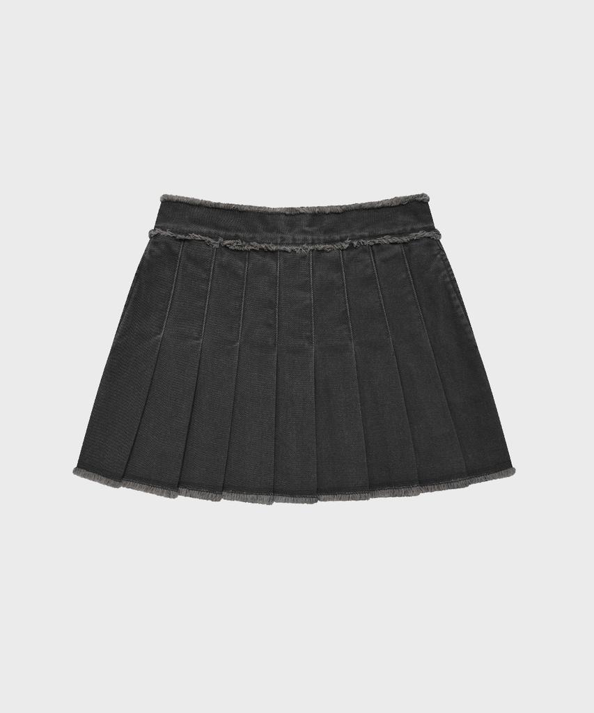 Pallet Pleated Denim Skirt Charcoal