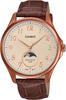 Standard Moon Phase Watch MTP-M110RL-5AV Men's Rose Gold Dark Brown Leather Overseas Model