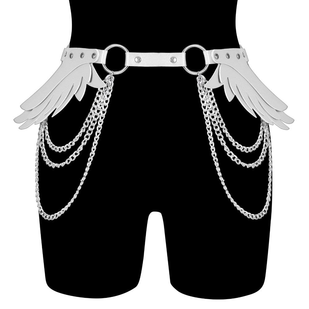 Punk Angel Wings Waist Belt Adjustable Hip Chain Women's Waist Chains for Party Costume