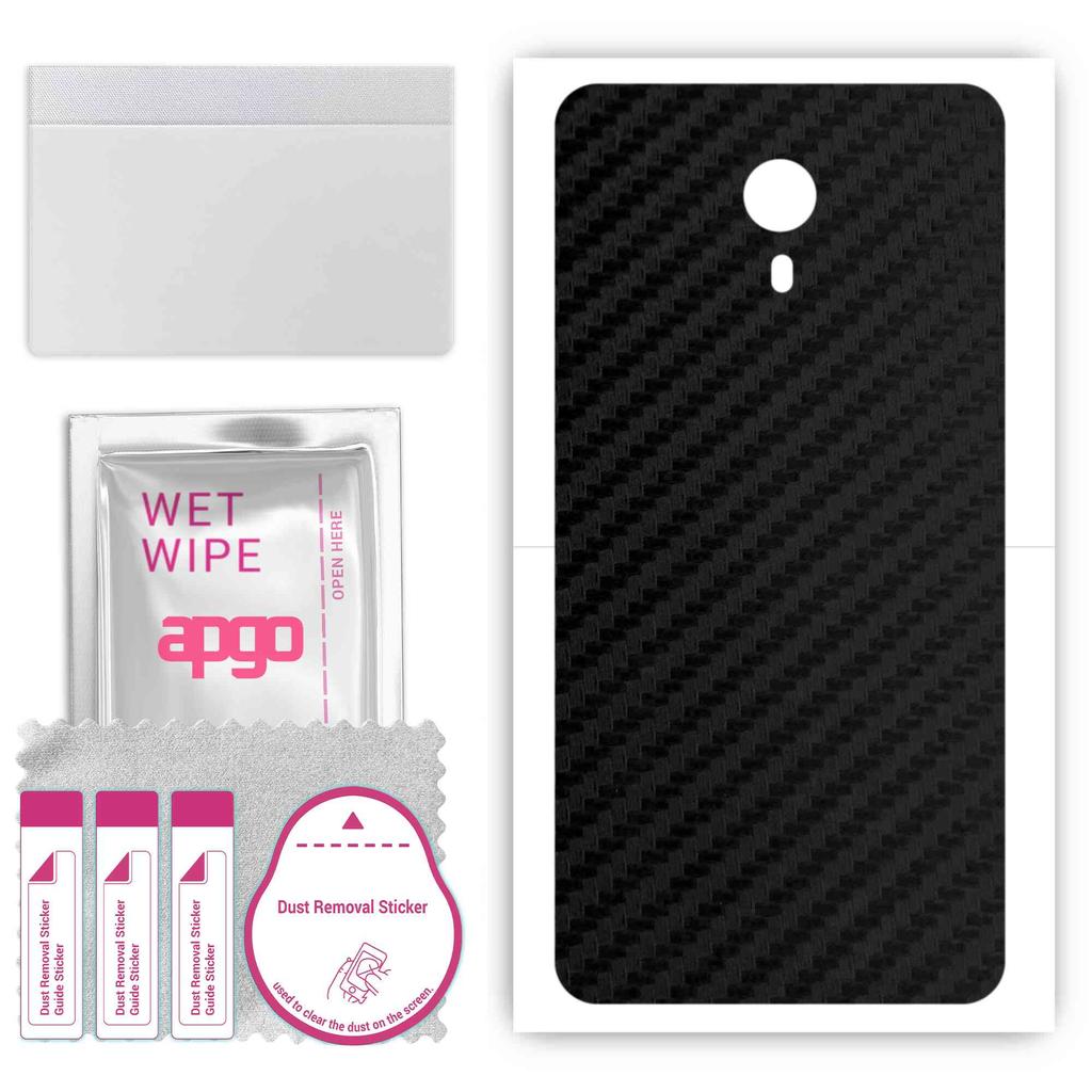 apgo Protective Skin Sticker for the Back Compatible with Meizu M6s, Wrap Film, Foil, Vinyl - Pattern Carbon Black