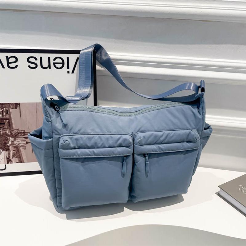 Unisex Water-Repellent Multi-Pocket Nylon Crossbody Bag